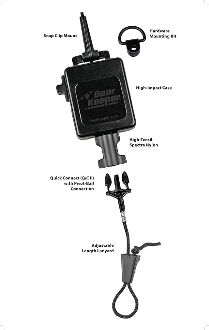 Gear Keeper CB Mic Keeper - Retractable Mic Holder for CB Radio (RT3-4112) | USA made heavy duty locking CB mic holder retractable, snap clip, lanyard & hardware included, 42" reach, 12oz retraction - Image 2