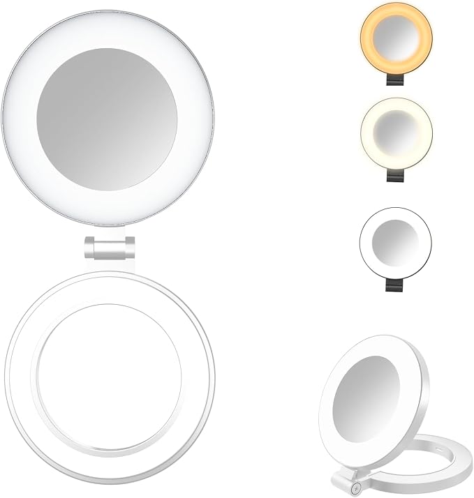 Magnetic Selfie Light,Phone Light Compatible with iPhone Magsafe | 360° LED Selfie Ring Fill Light with Mirror for Selfies/Photography/TikTok/Zoom Calls/Video Conference by Unknown