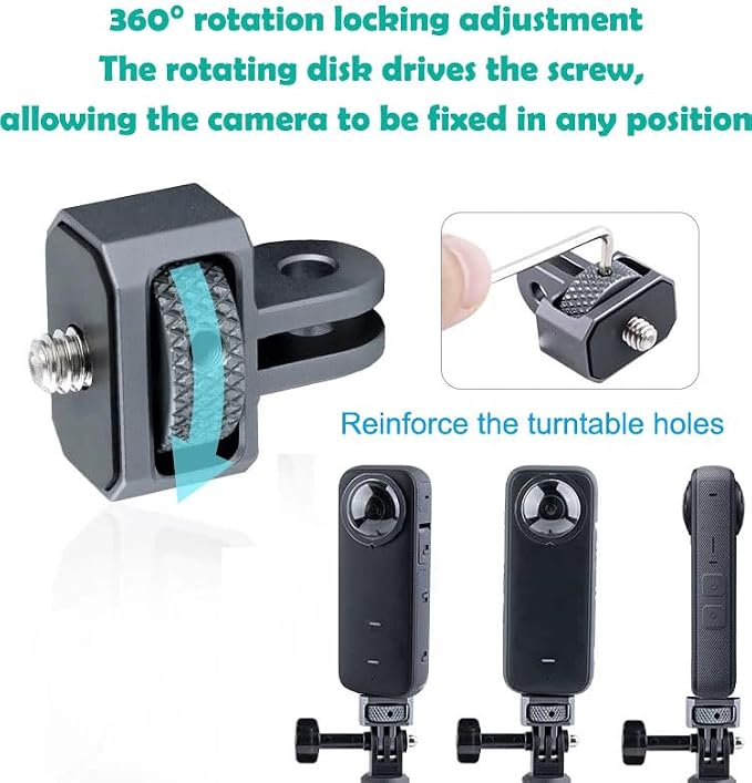 Aluminum Camera Tripod Adapter 1/4"-20 Conversion Adapter Mounts Compatible with Gopro Action Cameras Insta360 and Other Standard 1/4 Accessories, Quarter Inch Mount Adapter (Type CC) - Image 2