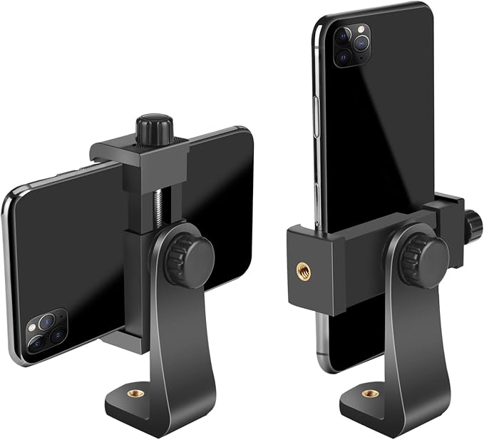 Smartphone Holder/Vertical and Horizontal Tripod Mount Adapter | Premium Rotatable Bracket, 1/4 in Screw, Adjustable Clip for iPhone, Android Cell Phone, Selfie Stick, Camera Stand by SharingMoment