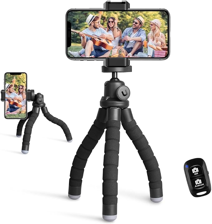 Ubeesize Phone Tripod, Portable and Flexible Tripods with Wireless Remote and Clip, Cell Phone Tripode Stand for Video Recording by UBeesize