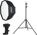 Godox Photo Studio 80cm 31.5in Portable Octagon Umbrella Softbox | 190cm Light Stand with Hot Shoe Holder Bracket kit for Flash Speelidte by GODOX