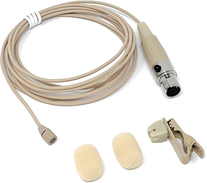 Beige Lavalier Lapel Mic with 4 pin mini XLR TA4F for Shure wireless - Image 4