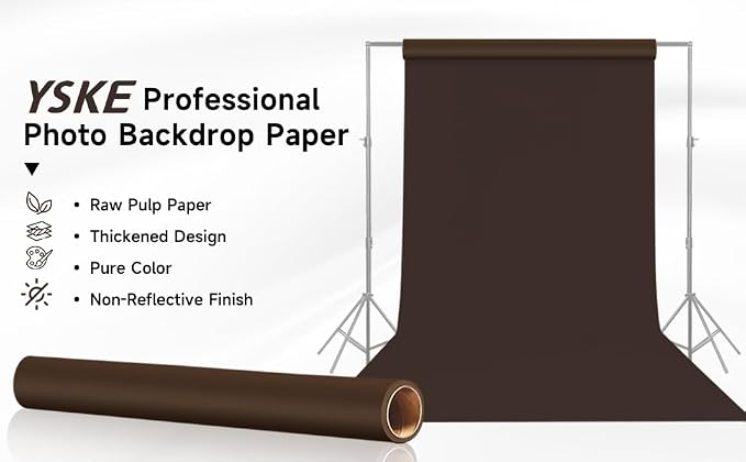 YSKE-Seamless Brown Paper Backdrop Roll for Photography,Photo Background,and Photoshoot Cover–Roll of Paper with Backdrop Cover for Background Stand,Thick Anti-Wrinkle Matte(53''x16.4'Brown) - Image 3