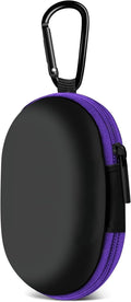1 Pack Oval Earbud Case Storage Bag with Carabiner, Purple | Portable EVA Carrying Case, For Wired/Wireless Headphones, SD Card Storage, Camera Chip by MOLOVACase