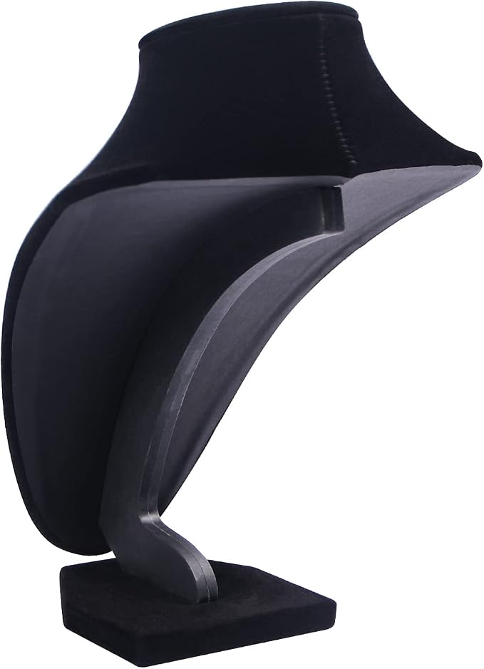 Julysky 3D Necklace Display Stand For Selling,Velvet Chain Jewelry Bust Holder Organizer (1, black) - Image 3