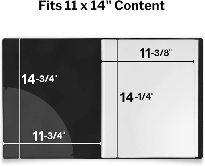 Dunwell 11x14 Binder with Sleeves (Black), 24 Pockets Display 48 Pages, Large Folder with Plastic Sleeves,11x14 Presentation Book with Protector Sleeves, Kids Art Portfolio 14x11,Clear Pages,Vertical | Clear Plastic Sleeves, Presentation Book, For Docu... - Image 5