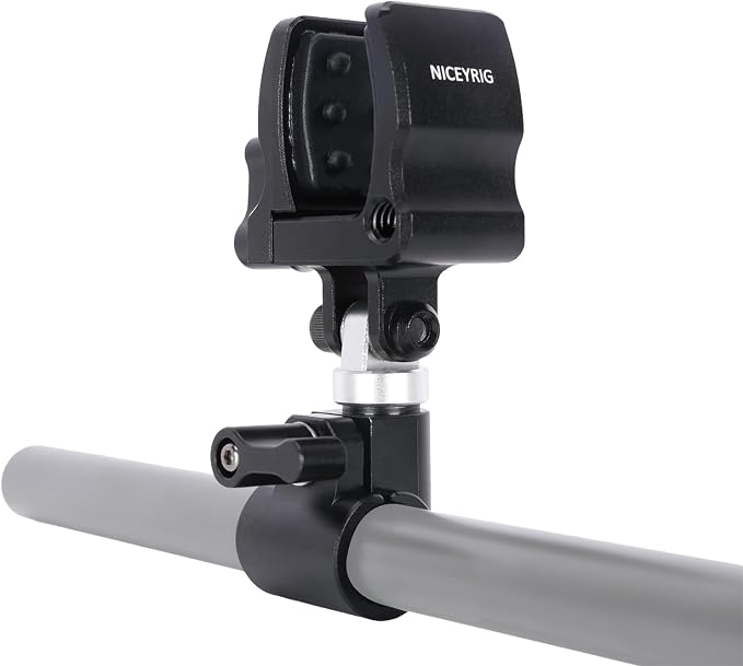 NICEYRIG Shotgun Microphone Holder Universal for Microphone/LED Torch - 628 | 18.5mm - 35mm Adjustable Aluminum Clamp for 15mm Rod Mount Shocks and Noises Absorption - Image 9