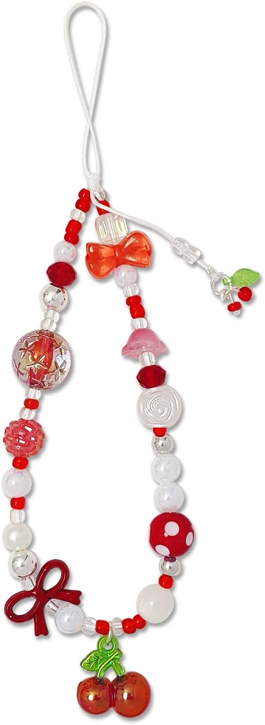 cioatu Phone Charms Cute Cherry Butterfly Cell Phone Lanyard Strap Wrist Strap for Bag Airpods Camera Pendants Decor by Unknown