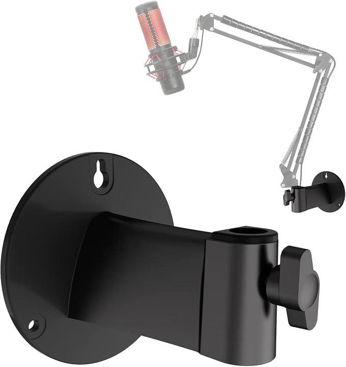 YOUSHARES Wall Mount Boom Arm - Microphone Holder for Stand, Vertical Surface Mount and Freely Swiveling Metal Clip Suitable for Saving Desk Space, Mic Stand Accessories by YOUSHARES