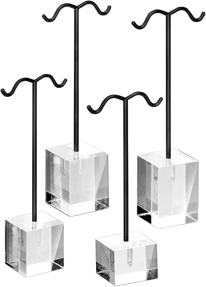 MOOCA 4-Piece Acrylic Earring Display Stand Set, Black | Premium acrylic bracelet and necklace display, easy to assemble for travel, trade shows, home, or retail displays - Image 4