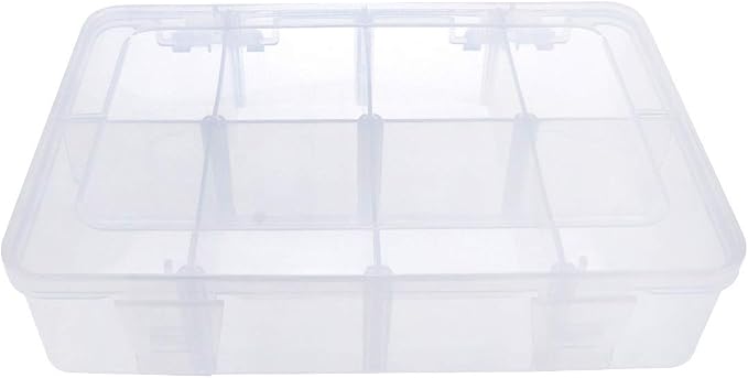 Xiaoyztan 8-Bin Clear Plastic Organizer with Adjustable Dividers 7.3x4.9in | 8-grid clear organizer with adjustable dividers for jewelry, beads, tackle, and crafts - Image 6