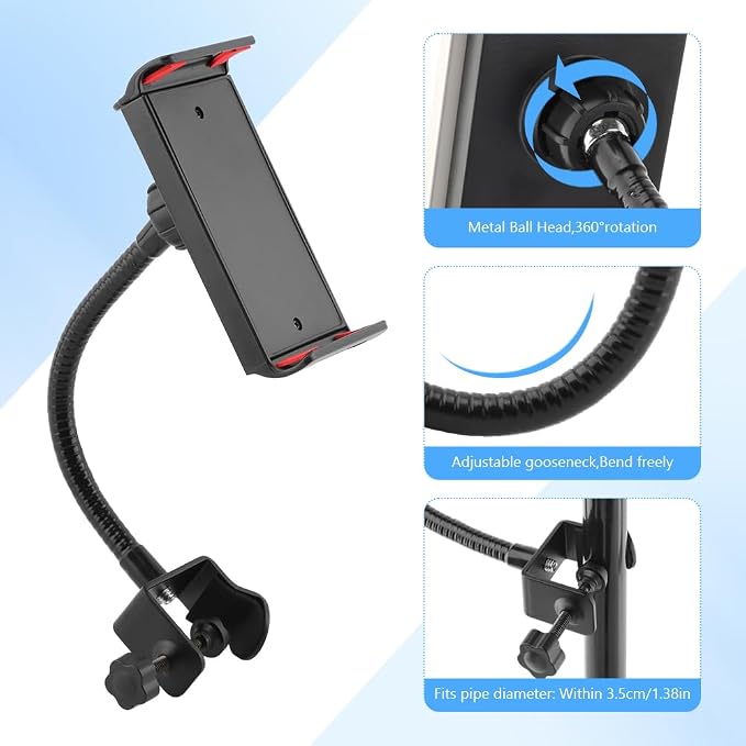 Mic Stand Phone Holder, Flexible Phone Holder for Microphone-Stand, Adjustable Mic Stand Holders for Most Mobile Phones And Tablets(COLOR:Black) - Image 3