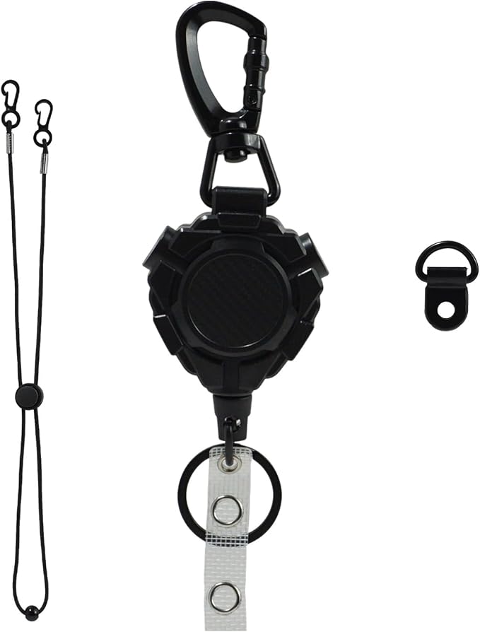 CB Mic Holder Retractable, Heavy Duty Retractable Mic Holder with 32" Stainless Steel Cord, Woven Lanyard and D-Ring Mount (1pc) by VILPKWMP