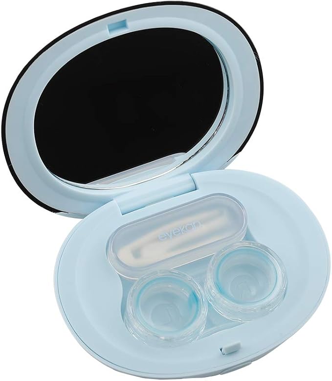MUDOR Contact Lens Case-Cute Travel Kit with Mirror and Tweezers (Sky Blue) | No Leak, Insert and Remover Tool - Image 2