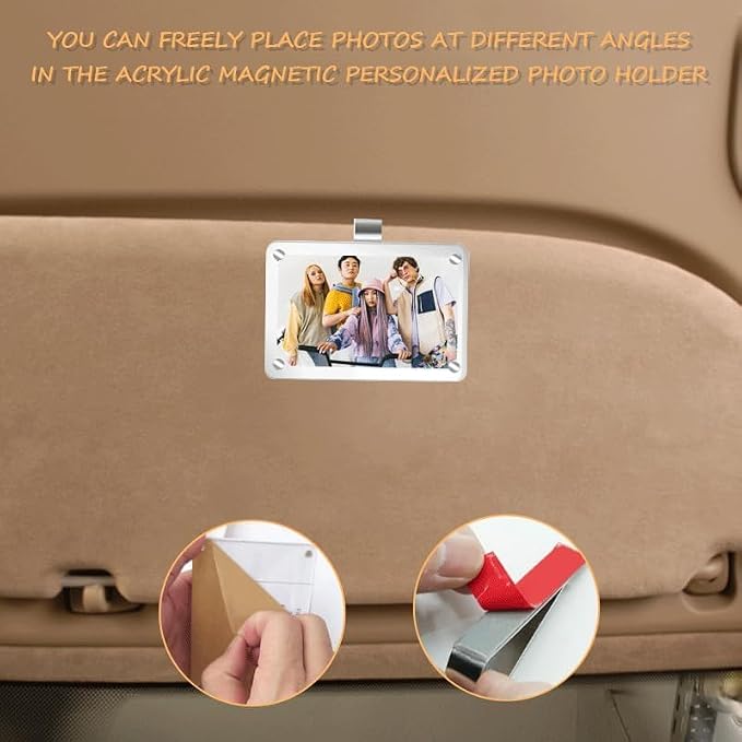 Car Photo Holder for Sun Visor, Acrylic Magnetic Visor Photo Clip for Car, Personalized Sunshade Photo Frame Easy Insert Photo Display Vertical Horizontal Memorial Photos - Image 6