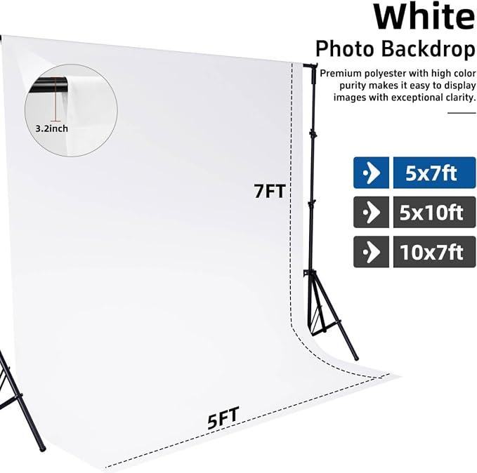 White Photo Backdrop for Photography Photoshoot Background, 5x7FT | Multipurpose Screen for Portrait Studio Video Recording Party Non-Reflective Easy Setup High Density - Image 4