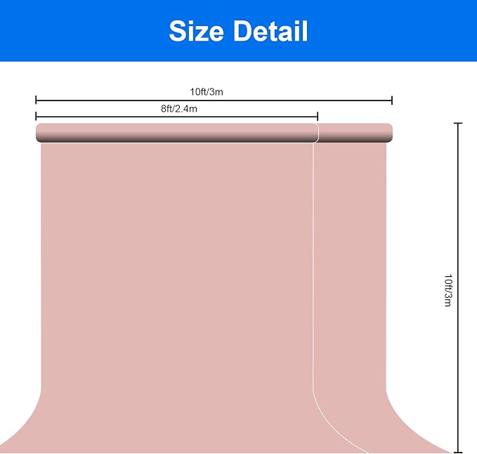 Joccun 8X10FT Dusty Pink Backdrop Background for Photography, Polyester Backdrop Curtain Background Screen for Photography,Photoshoot,Video Recording,Studio(8X10ft, Dusty Pink) - Image 6
