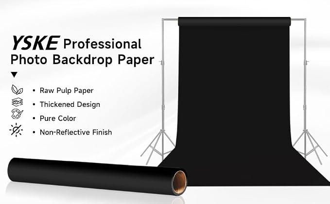 Seamless Black Paper Backdrop Roll for Photography, Photo Background, and Photoshoot Cover–Roll of Paper with Backdrop Cover for Background Stand,Thick Anti-Wrinkle Matte.(106.9''x36' Black) - Image 3