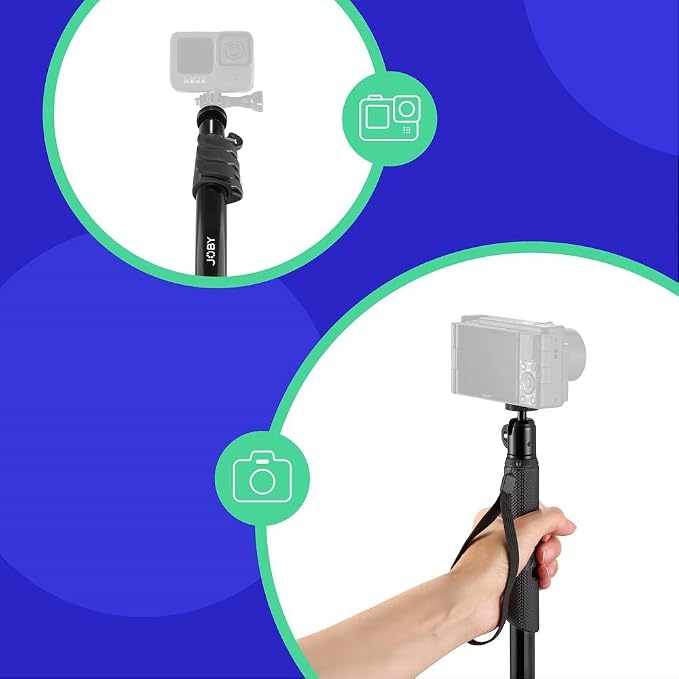 Joby Compact Monopod 2-in-1, Camera/Action Cam with Ball Head, Universal ¼-20” Mount, Swivel Mount Compatible with GoPro, DSLR, Mirrorless Camera, Colour: Black - Image 2