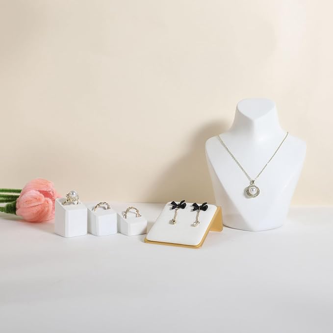 Velvet earring display stands for selling, White earring holder, Gold Jewelry studs organizer【White】 - Image 5