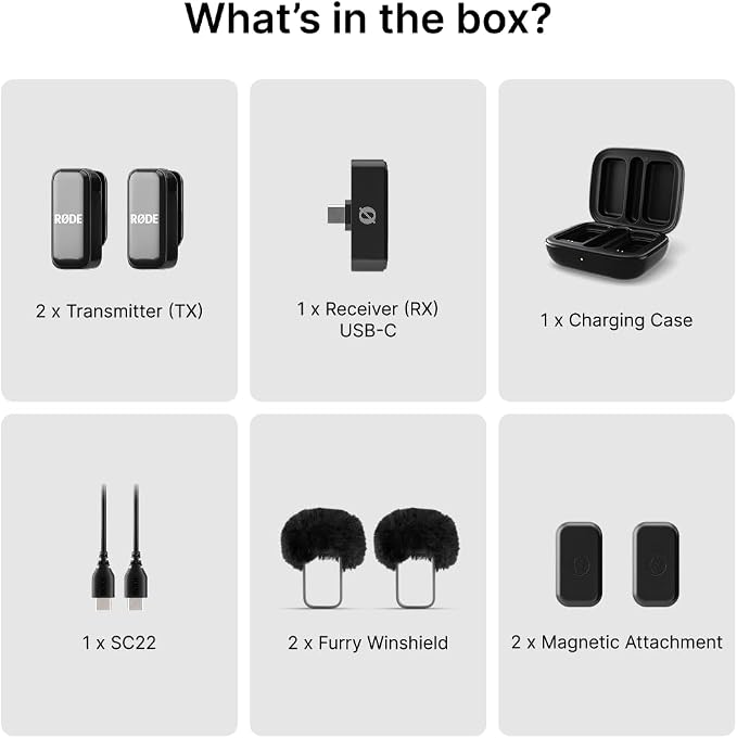 RØDE Wireless Micro - Compact Wireless Microphone, Two Mics with Charge Case for Smartphone Content Creation - USB-C, Black | Two Mics with Charge Case for Smartphone Content Creation, USB-C, Black - Image 7