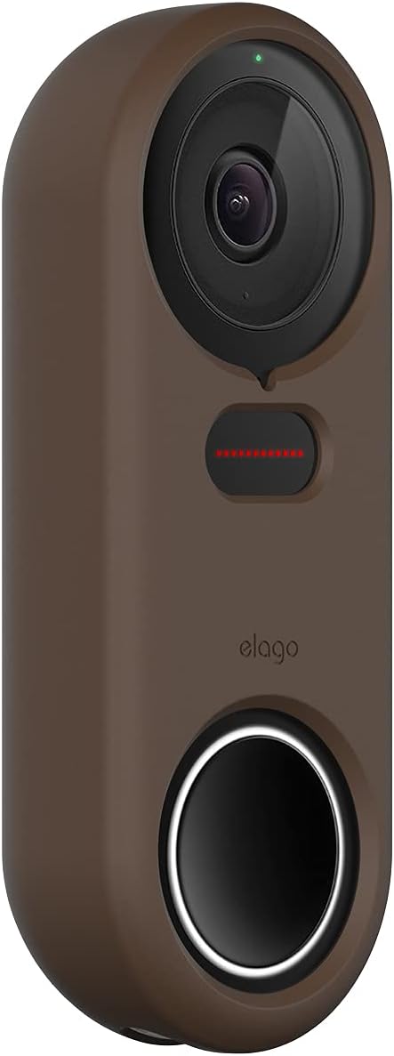 elago Silicone Case for Google Nest Hello Doorbell Cover (Wired) | Full Protection, Night Vision Compatible [US Patent Registered] [Dark Brown] by elago