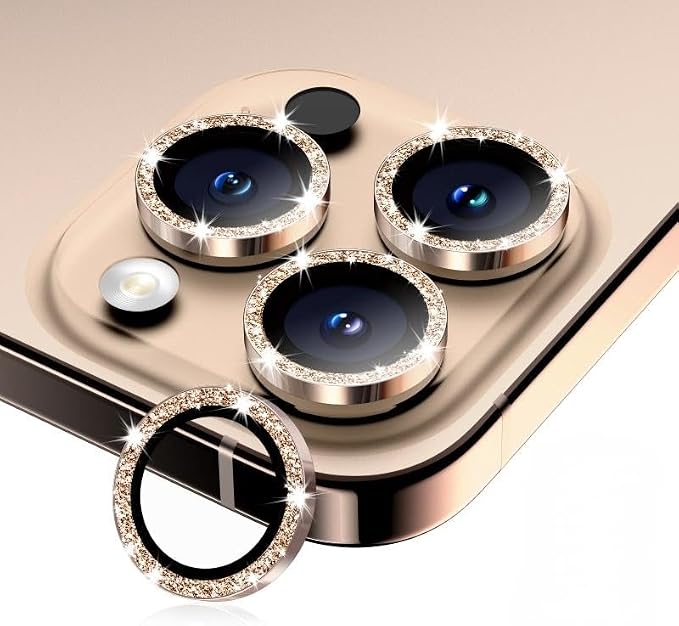 Camera Lens Protector for iPhone 16 Pro Max/16 Pro- Glitter Desert | 9H Tempered Glass, Metal Individual Camera Cover, Accessories, Anti-drop, Case Friendly, HD Clear, Anti-Scratch by WumigooProducts