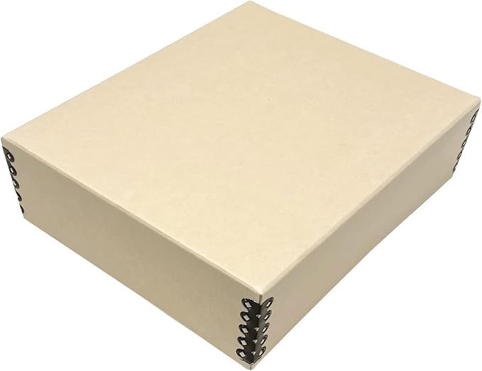 Lineco Museum Archival Storage Box, Drop Front, 8.75x10.75x3 in, Tan | Acid-Free with Metal Edge, Preserves Picture Longevity, Organize Photos, Newspapers, Prints, Documents, Crafts, DIY by Lineco