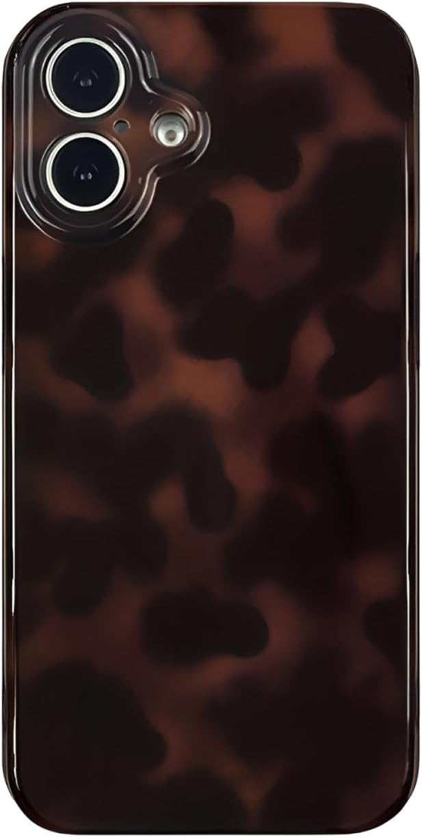 Aesthetic Tortoise Shell Phone Case for iPhone 16 Brown | Retro Cool Girl Leopard Print, Brown Amber Cheetah Cute Chic Trendy Full Camera Protective Cover for Women by Reezaddin