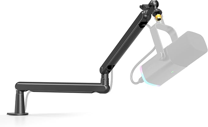 FIFINE BM88 Low Profile Microphone Boom Arm Stand for Gaming Streaming | Adjustable Stick Stand, Desk Mount Clamp, Cable Management, Screw Adapter, for Podcast Streaming Gaming by FIFINE