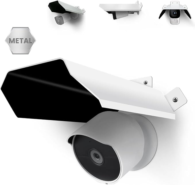 Universal Security Camera Cover Sun Rain Shield | Waterproof Protective Roof for Outdoor Dome, Bullet Cameras (White Aluminium) by WEILAILIFE