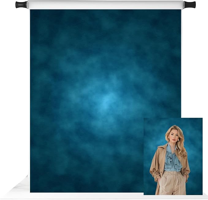Kate 5x7ft Blue Abstract Backdrop for Photography Dark Blue Portrait Headshot Fabric Background Photo Studio Props by KateBackdropforPhotography