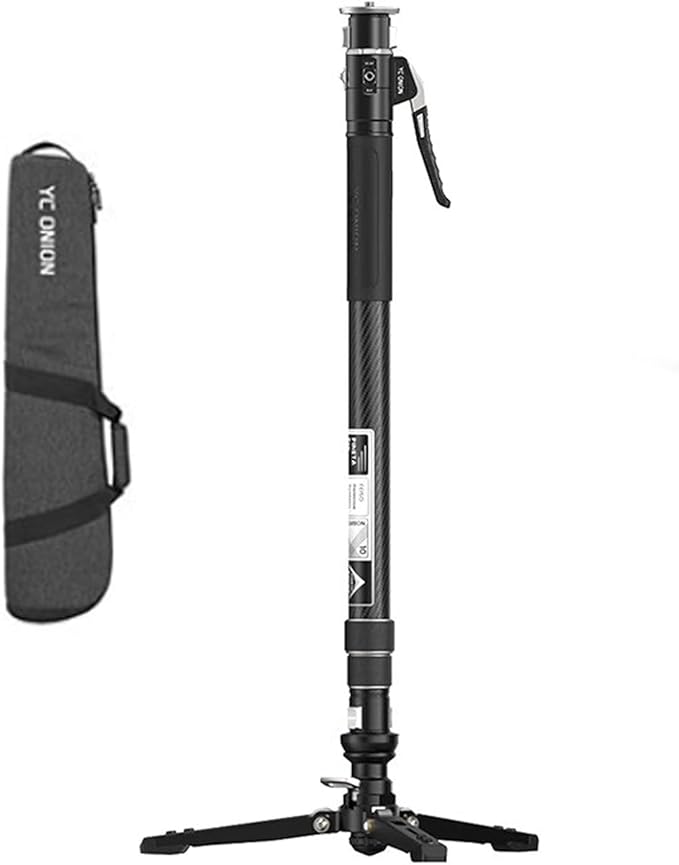 YC Onion Pineta Pro Carbon Fiber Monopod with Pedal Base, Light Stand Lightweight Travel Monopod with Quick Release Plate for Sony Canon Nikon DSLR Cameras, Gimbal and etc Max Load 11lb/5Kg by EACHSHOT
