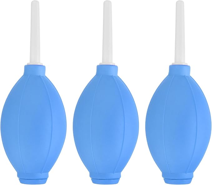 PATIKIL Soft Tip Air Blower Dust Blaster, 3 Pcs Rubber Bulb Air Pump Dust Blower Cleaner Cameras Lens Cleaning Tool with Long Nozzle for Camera Lens Computer Keyboard, Blue/White by PATIKIL