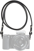 Thin Full Leather Camera Neck Strap for Mirrorless CP003 BK | 100% genuine cowhide strap, black color vintage style, fits Canon Sony Fujifilm etc, ideal for travel and street photography by CANPIS