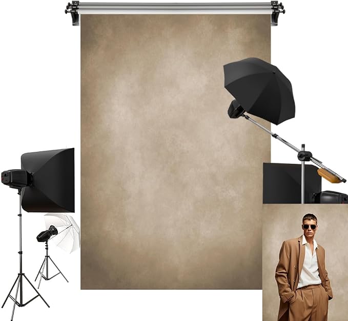 Kate 5x7ft/1.5x2.2m Tan Portrait Backdrop Headshot Background Light Brown Texture Fabric Photography Studio Props by KateBackdropforPhotography