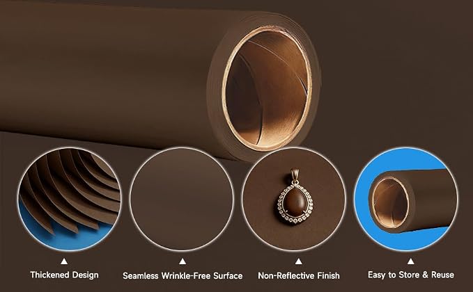 YSKE-Seamless Brown Paper Backdrop Roll for Photography,Photo Background,and Photoshoot Cover–Roll of Paper with Backdrop Cover for Background Stand,Thick Anti-Wrinkle Matte(53''x16.4'Brown) - Image 4