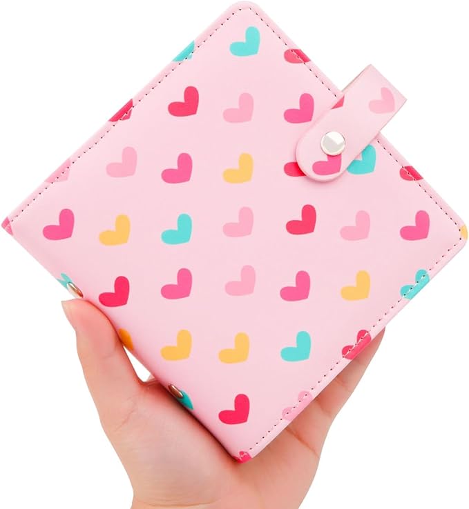 Ruibytree 112-Pocket Small Photo Album for 2x3 Pictures, Hearts Pink,1 Pack | Cute PU Leather Cover, Compact Portable, Compatible with Fujifilm Instax Mini & Polaroid 2x3 Photos, Easily Store all Memorie by 2x3PhotoAlbum4x6PhotoAlbum35x425PhotoAlbumGoPhotoAlbum85x11VinylStickerPaper