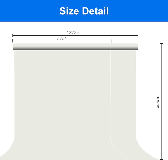 Joccun 10X10FT Ivory Backdrop Background for Photography,Polyester Backdrop Curtain Background Screen for Photography,Photoshoot,Video Recording,Studio(10X10ft,Ivory) - Image 6