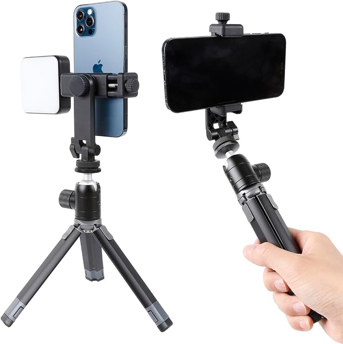 Multifunctional Universal Cell Phone Tripod Mount Adapter 360 Rotation Camera Hot Shoe Phone Holder Compatible with Canon Nikon Sony DSLR - Image 5