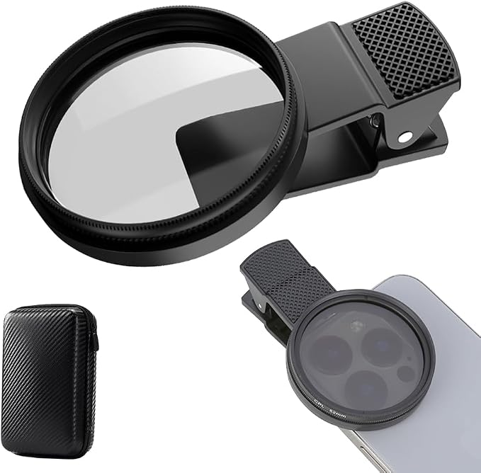 52mm Clip on CPL Phone Camera Lens Filter Kit, 2026 New Phone Filter, Portable Adjustable Polarizing Lens for Smartphone (1 Kit) by Happiness