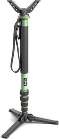 Hunting Monopod Shooting Tripod Stick Gun Rifle Rest | Tiltable and Horizontally Rotatable Tri-Stand Tripod Base, 21"-65" Height Adjustment, Matt Aluminum Construction by HUNTPAL%C2%AE