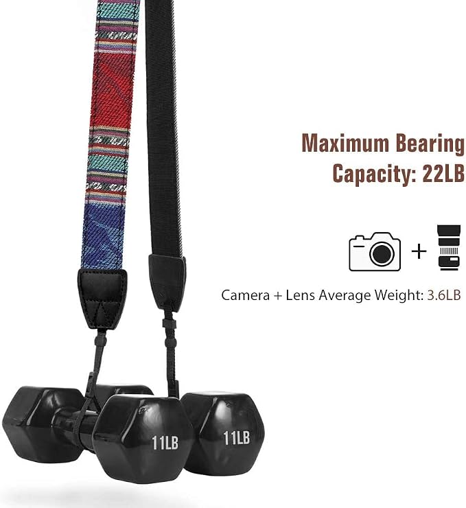 MoKo Camera Strap, Premuim Cotton Canvas Braided Adjustable Universal Sling Shoulder Neck Belt for All DSLR Digital Camera Canon, Fuji, Nikon, Olympus, Panasonic, Pentax, Sony - Bohemia Blue | Cotton Vintage Camera Strap,Adjustable Neck Shoulder Strap,... - Image 5