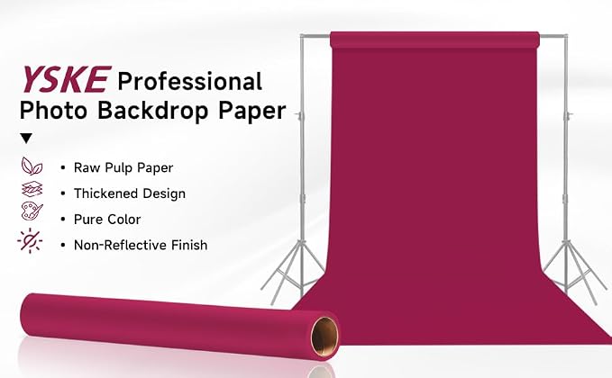 YSKE-Seamless Dusty Rose Paper Backdrop Roll for Photography, Photo Background,Roll of Paper with Backdrop Cover for Background Stand,Thick Anti-Wrinkle Matte(53''x16.4',Dusty Rose/Mauve) - Image 3