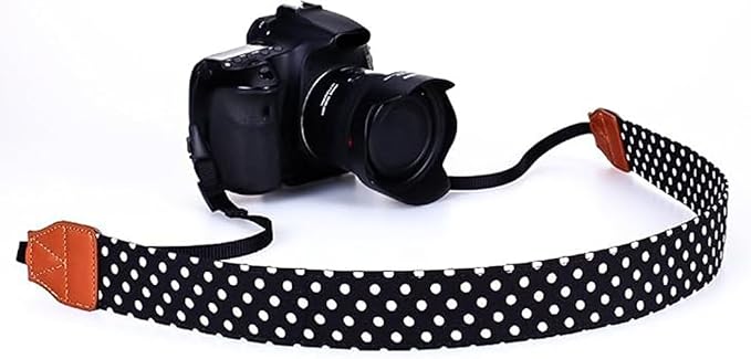 Camera Strap Women Camera Neck Strap Shoulder Belt Strap for Compact Digital Camera, Mirrorless Camera, Small DSLR Camera, Instant Camera(Black Dot) - Image 4