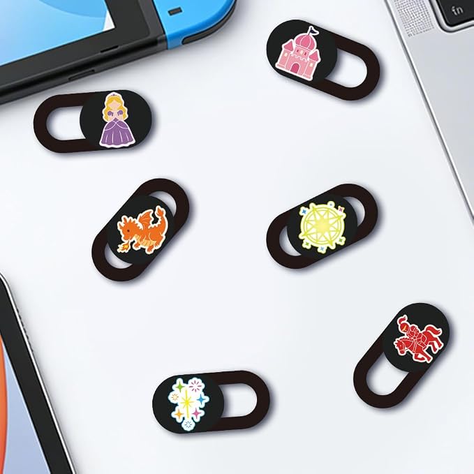 6Pcs 6 Styles Camera Cover Slide Cute 0.04 Inch Privacy Guard Accessories, Thin Camera Privacy Blocker Castle Princess Pattern for Laptop Desktop Computer Tablet Notebook Home Office Use - Image 4