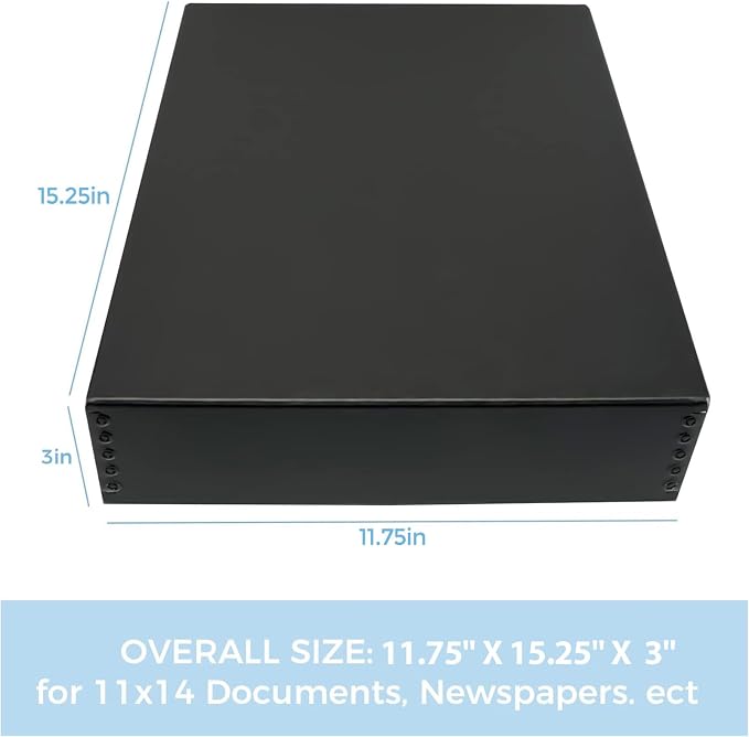 Lineco Drop Front Archival Storage Box, 11.75x15.25x3 in, Black, 2 Pack | Acid-Free with Metal Edge, Preserves Picture Longevity, Organize Photos, Newspapers, Prints, Documents, Crafts, DIY - Image 2