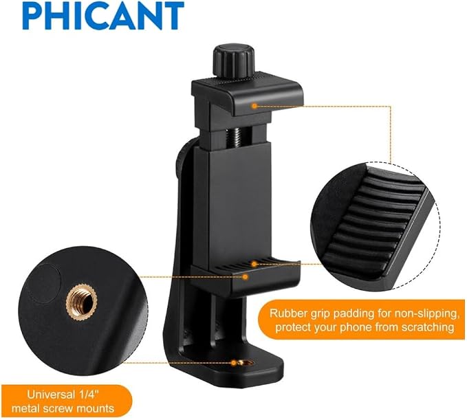 Phone Tripod Mount Adapter, Universal Tripod Cell Phone Holder | Fits Any Smartphone, 1/4" Screw, Rotating Vertical/Horizontal, Compatible with iPhone, Samsung, Selfie Stick, Monopod - Image 2
