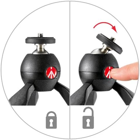 Manfrotto MTPIXIMII-B, PIXI Mini Tripod with Handgrip for Compact System Cameras, for DSLR, Mirrorless, Video, Made in Italy, Technopolymer and Aluminum, Black - Image 4